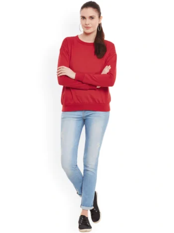 Red Plain Basic Sweatshirt
