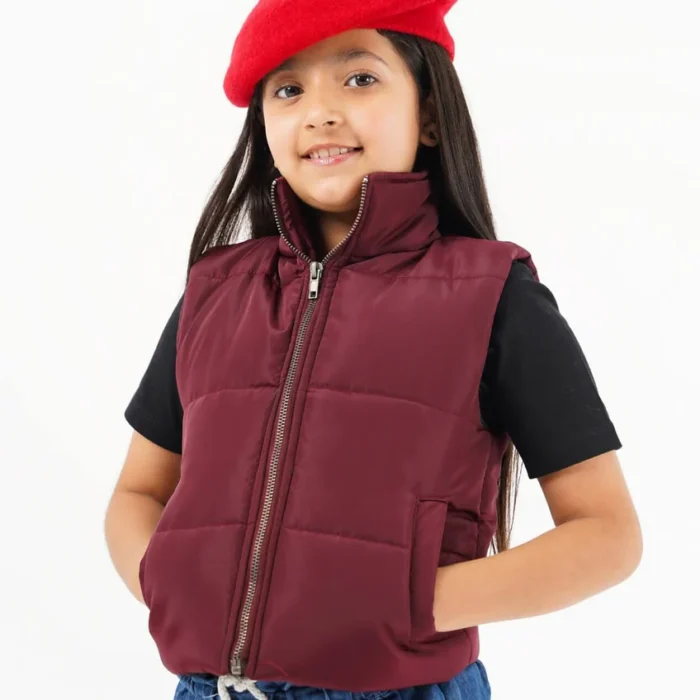 Girls Puffer Vest - Maroon