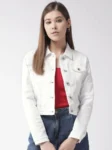 Women’s White Solid Denim Jacket