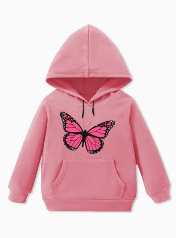 Pink Butterfly Fleece Hoodie