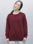 Maroon Solid Pullover Sweatshirt