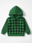 Green and Black Checkered Fleece Hoodie