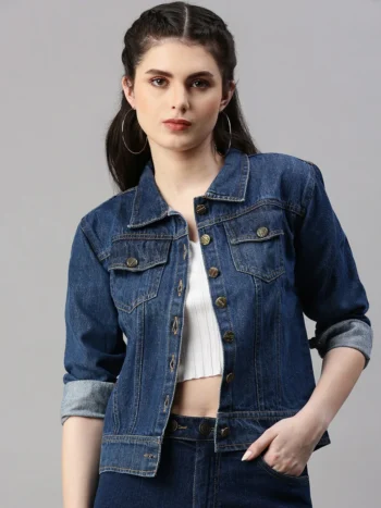 Women’s Dark Blue Washed Denim Jacket