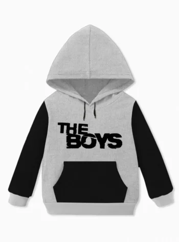 The Boys Winter Hoodie Gray and Black Fleece