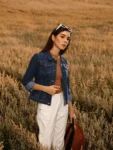 Women’s Blue Solid Denim Jacket