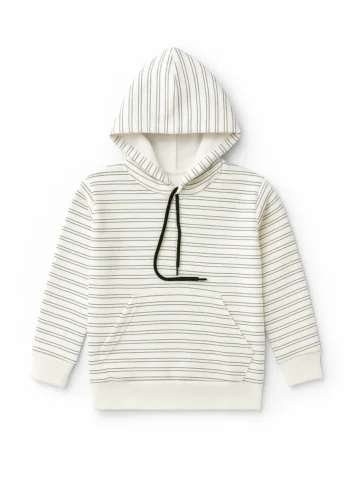 Striped Pattern Fleece Pullover Hoodie