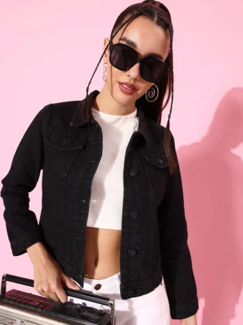 Women’s Black Stretch Denim Jacket