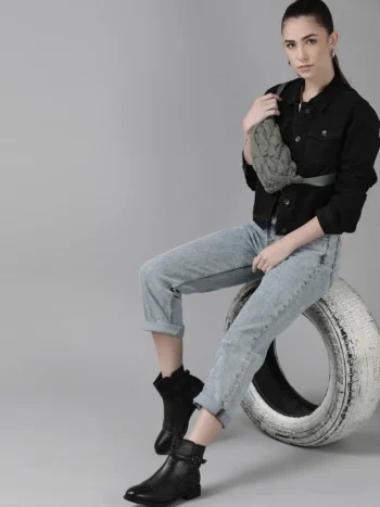Women’s Black Cotton Denim Jacket