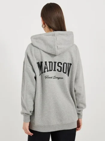 Women’s Longline Slogan Print Pullover Hoodie