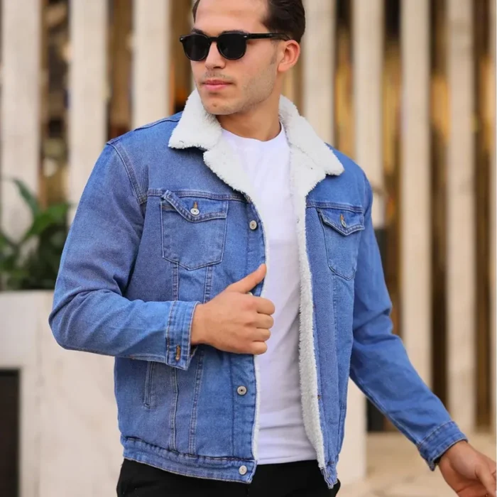 Light Blue Denim Jacket with Full White