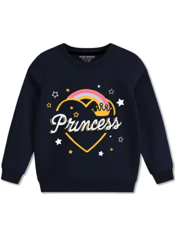 Little Girls Princess Winter Sweatshirt with Rainbow Design