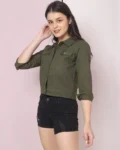 Women’s Olive Green Denim Jacket
