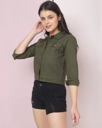 Women’s Olive Green Denim Jacket
