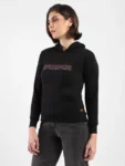 Women’s Black Printed Cotton Pullover Hoodie