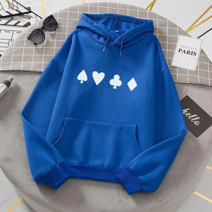 Aces Blue Fleece Full Sleeves Pull Over Hoodie