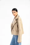 Double Breasted Cropped Trench Coat