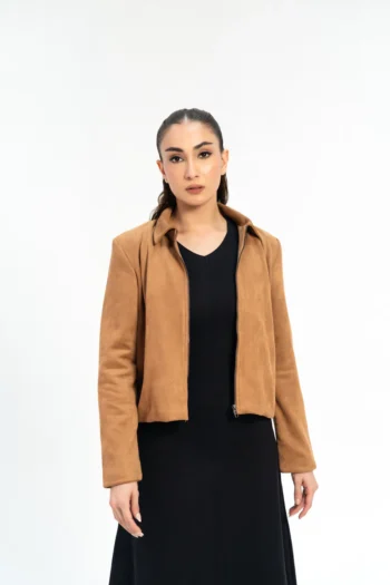 Suede Jacket with Zip