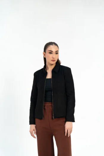 Suede Jacket with Zip