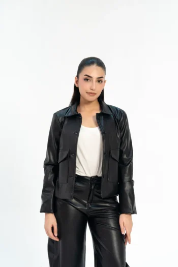 Leather Jacket with Patch Pocket