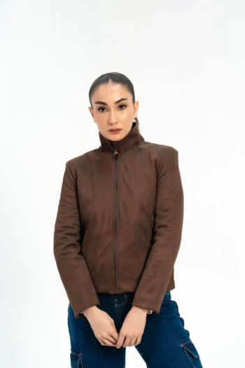Suede Jacket with Zip