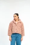 Dusty Pink Cropped Sherpa Jacket