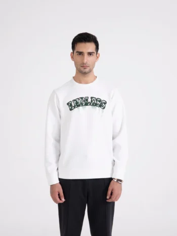 Men’s White Typography Sweatshirt