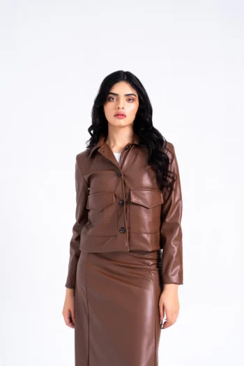 Leather Jacket with Patch Pocket
