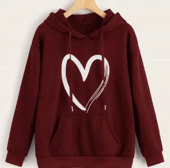 Ladies Heart Printed Hoodie