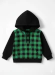 Green & Black Checkered Fleece Hoodie