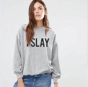 Grey I Slay Fleece Sweatshirt