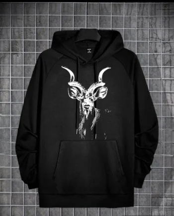 Markhor Printed Fleece Hoodie Black